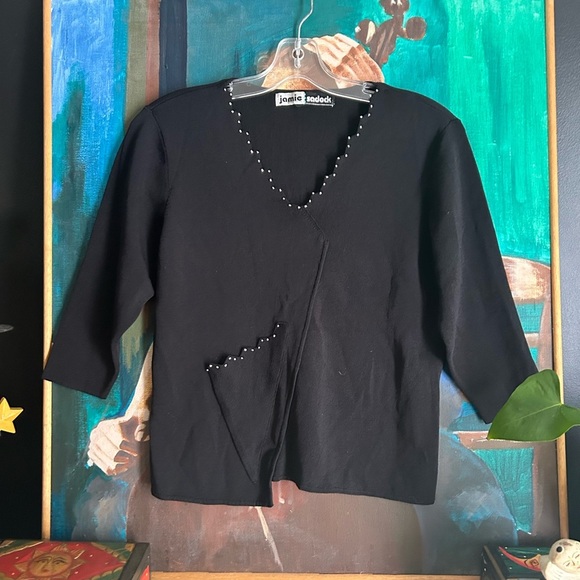Jamie Sadock Elegant Black Knit Top M - Picture 2 of 13